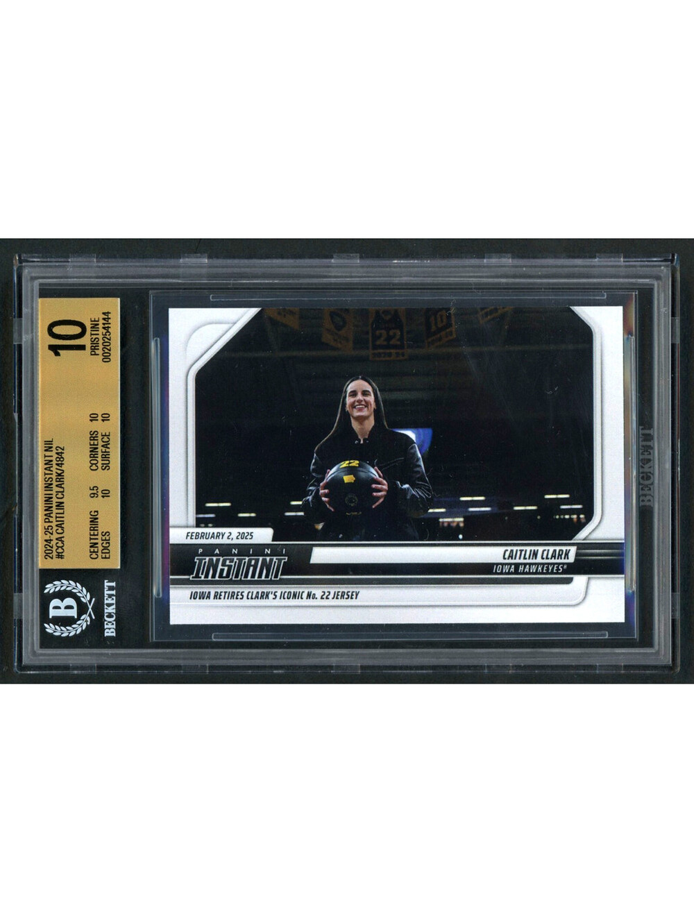 2024 Panini Instant #CCA Caitlin Clark Iowa No. 22 Retired BGS 10 Pristine